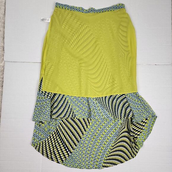 Laundry By Shelli Segal Flowy Skirt Midi Skirt High-low Green Blue Size 12 - Picture 6 of 14
